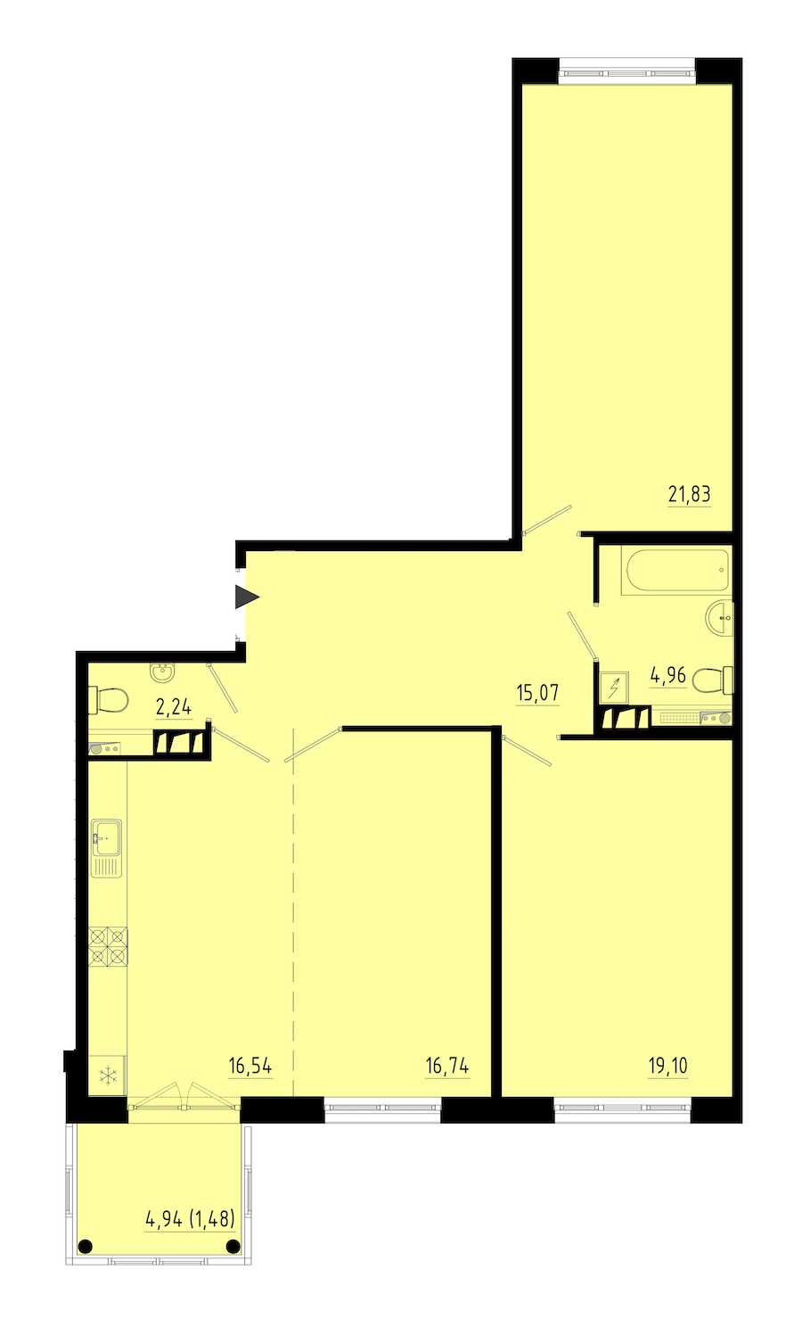 Двухкомнатная квартира в : площадь 96.7 м2 , этаж: 2 – купить в Санкт-Петербурге